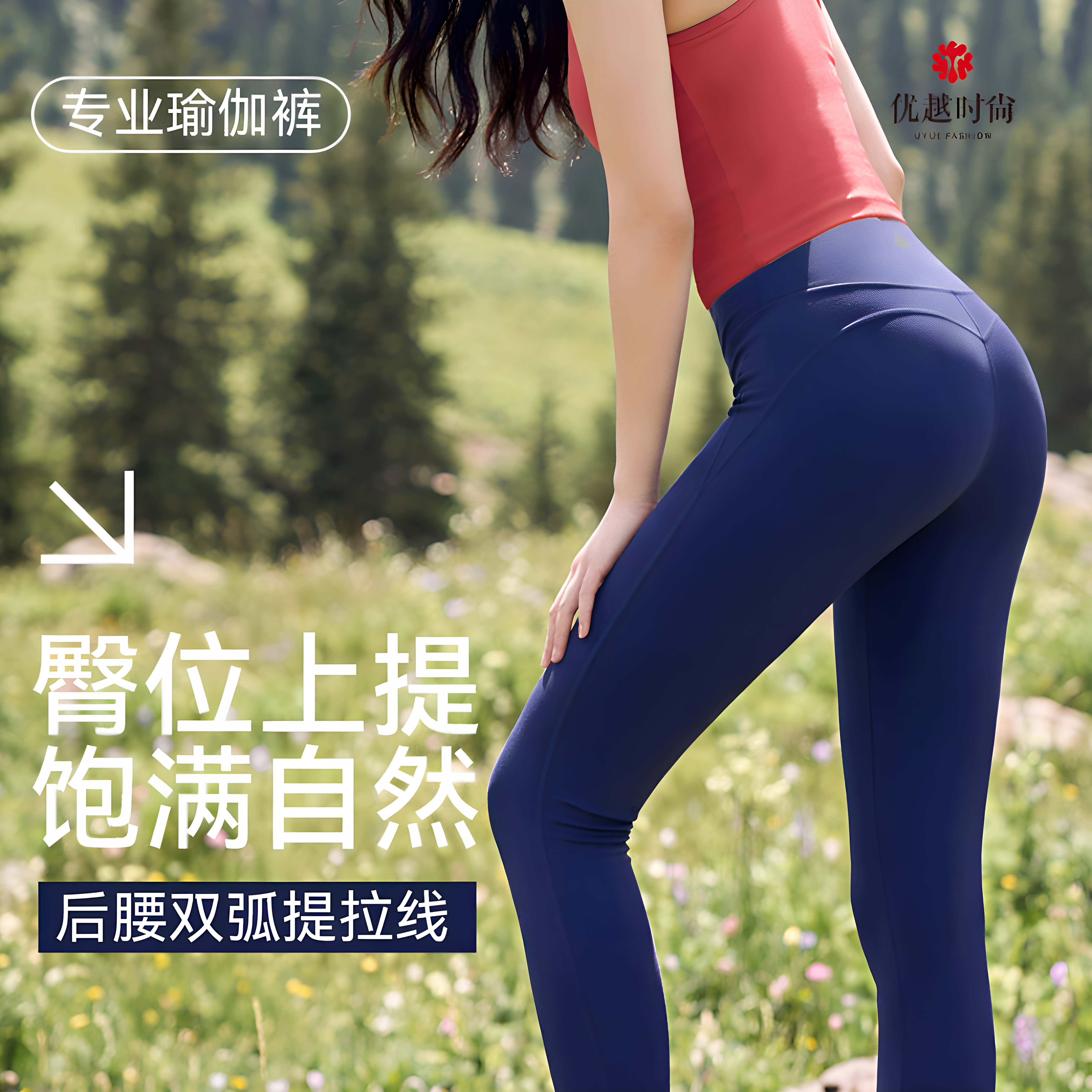优越时尚瑜伽长裤高弹美臀裤锦纶棉软运动紧身裤高腰显瘦健身长裤