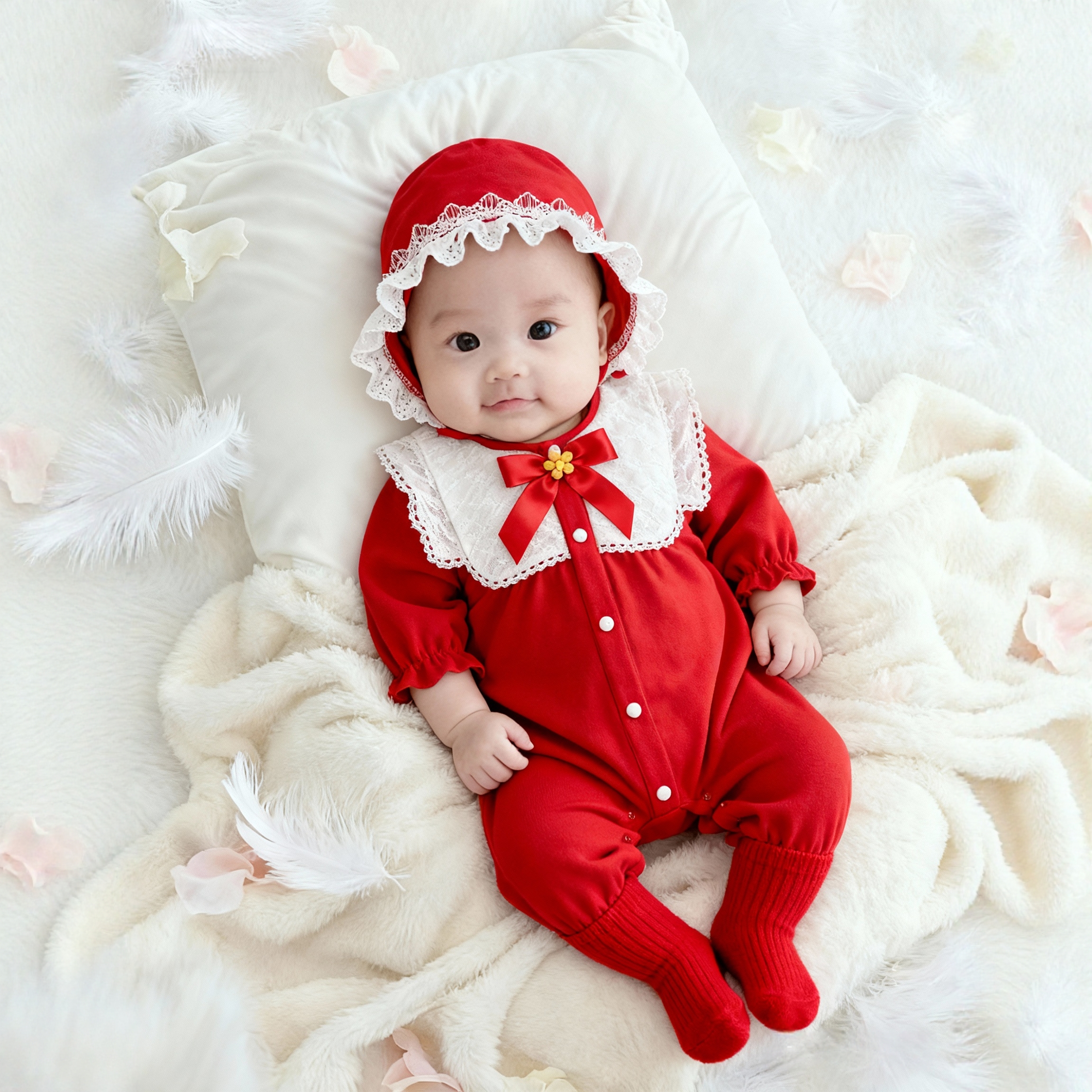 新生龙宝抓周宴礼服百天宝宝衣服女婴儿小公主冬过年百岁拍照服装