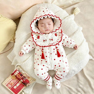 白天女宝宝礼服新生婴儿小公主女婴龙宝抓周宴衣服冬0到3个月服装