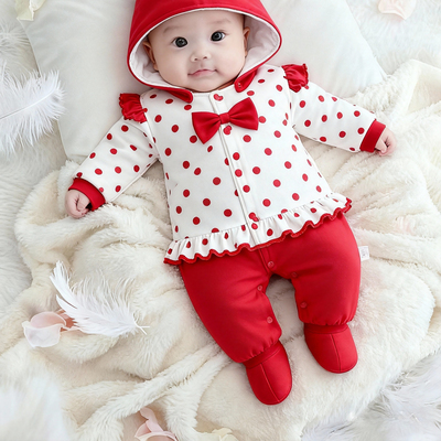 宝宝加厚连脚棉袄连身衣夹棉服装