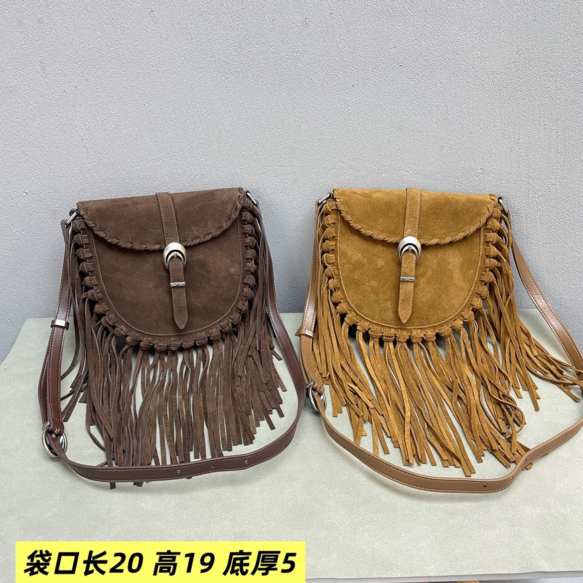 磨砂皮流苏牛皮女包2025新款洋气宴会马鞍潮流真皮软单肩斜挎包