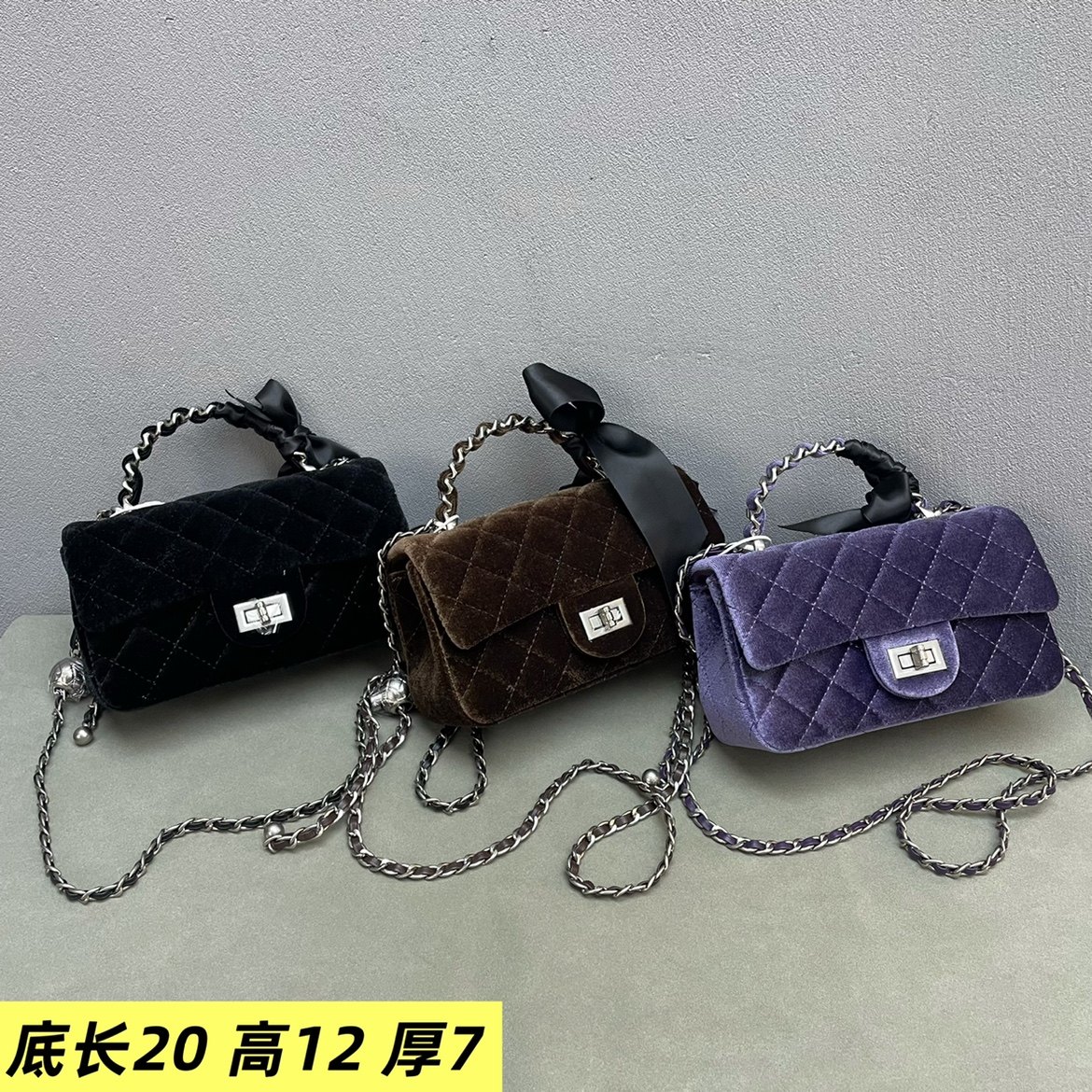 金丝绒手提链条丝巾早春韩版质感女包2026新款时尚大气欧美斜挎包