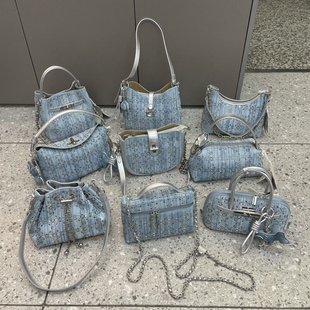 烫钻女包2026新款时尚手提夏季钻包牛仔布休闲潮流欧美单肩斜挎包