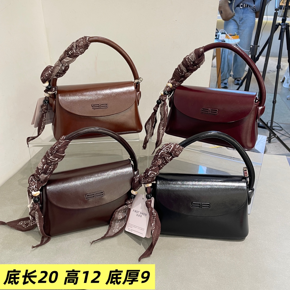 丝巾手提质感油皮女包2025新款时尚欧美气质小众韩版斜挎包小包包