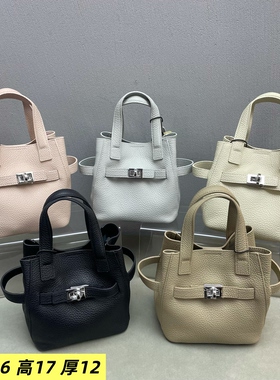 可变形手提包水桶bao牛皮女包2025新款洋气纯色真皮软单肩斜挎包