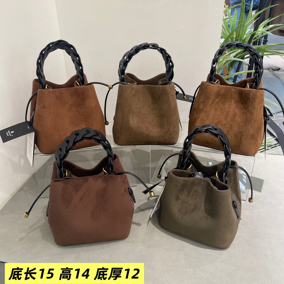 磨砂绒时尚手提小桶包女包2025新款洋气撞色韩版潮流单肩斜挎2522