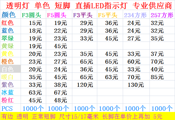 暖白指示灯发光二极管超高亮度