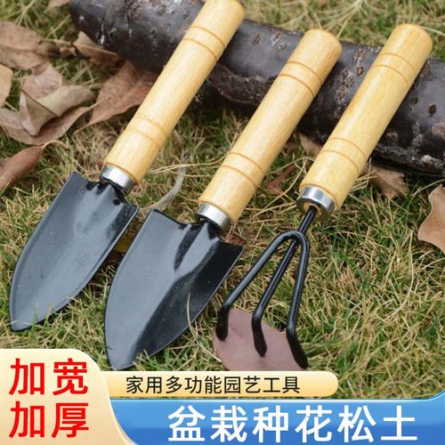 木柄园艺三件套铁锹锄头锄草家用