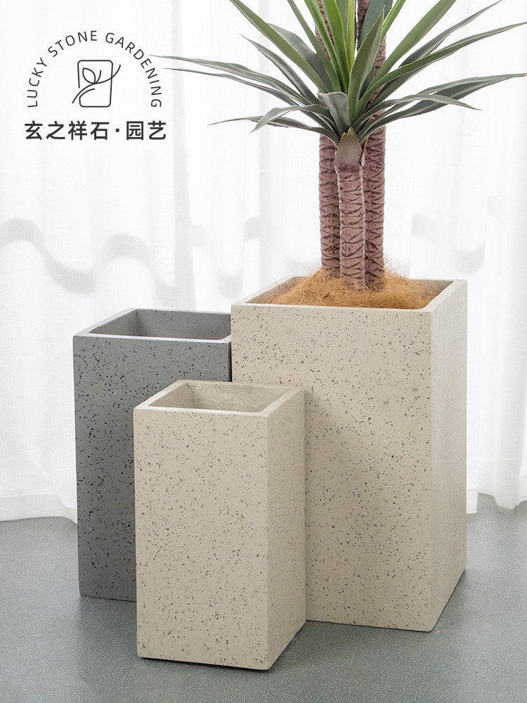 高方形水泥花盆高深大号镁泥花岗岩水磨石简约北欧风绿植