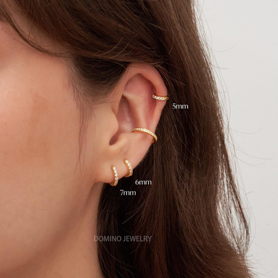 包耳锆石小耳扣通体925纯银女