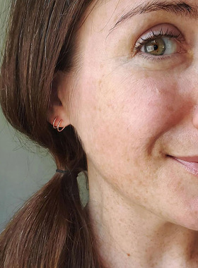 一个耳洞戴两个耳圈~螺旋耳环个性女纯银耳饰不掉色耳钉简约气质