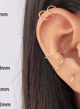 男女情侣款~个性螺纹螺旋小圆圈耳圈美国14K包金耳钉耳环S925纯银