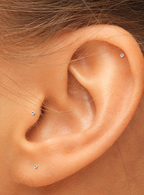 隐形黑白钻养耳洞耳钉迷你耳饰女925银不过敏简约精致睡觉不用取