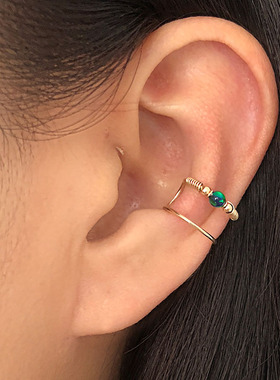 纯手工澳宝无耳洞耳夹女 简约耳环耳钉耳骨夹耳骨环耳环防过敏