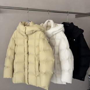 泡芙白鸭绒外套女加厚排骨款 欧货连帽中长款 羽绒服潮 新款 2025冬装
