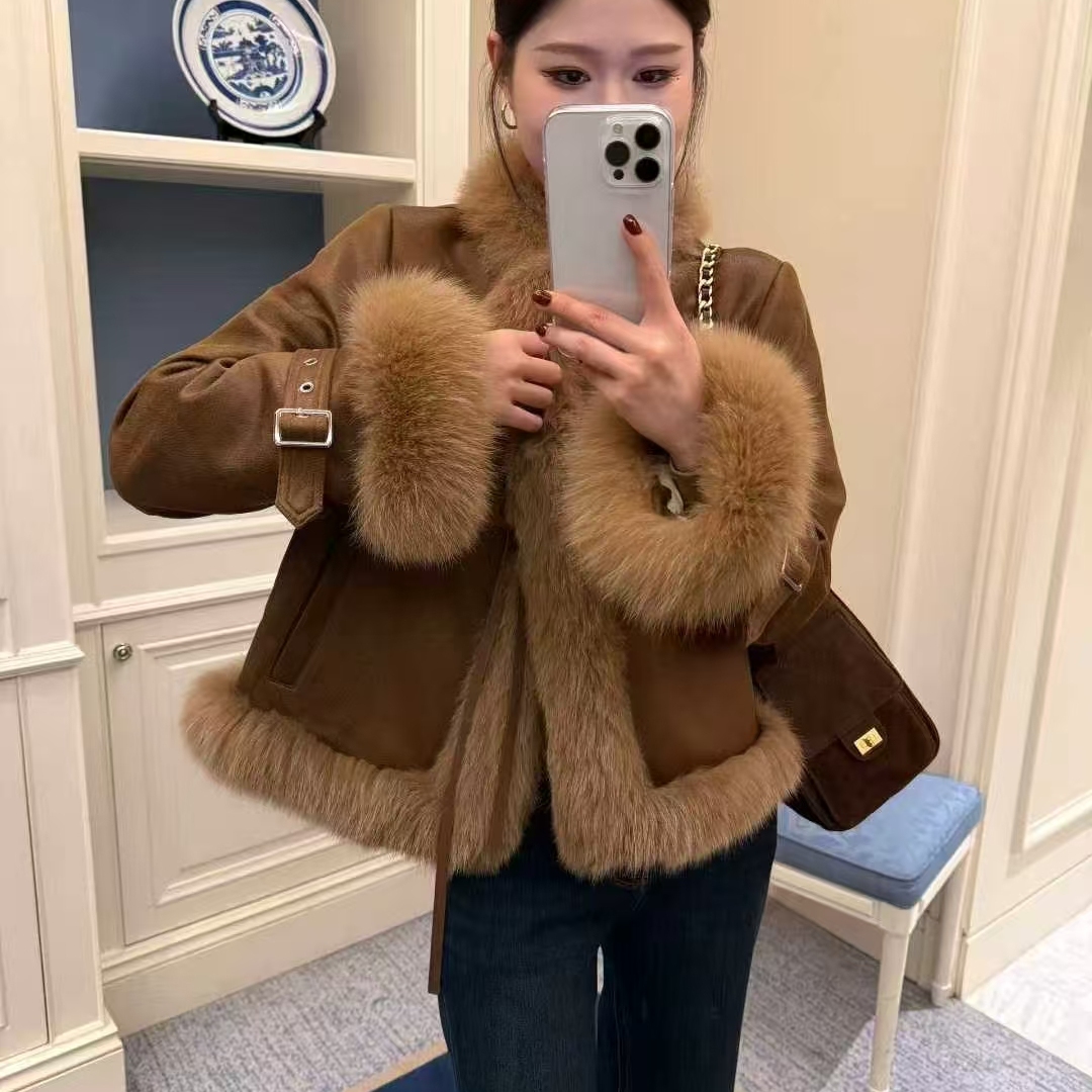 羽绒服女短款小个子鸭绒皮草外套