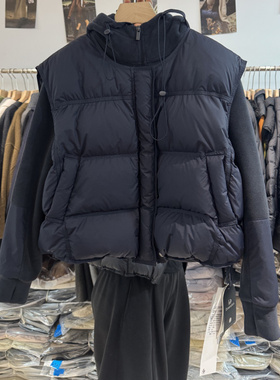 9806欧货2025冬装新休闲宽松连帽加绒卫衣羽绒服马甲外套两件套女