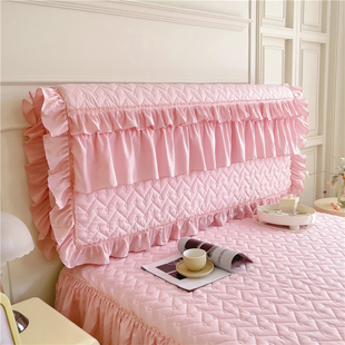 新款床头罩保护套夹棉加厚全包实木皮床软包床头弧形防尘罩公主