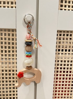 LYUMIIN原创戴花小象原木趣味组合多功能挂件包挂