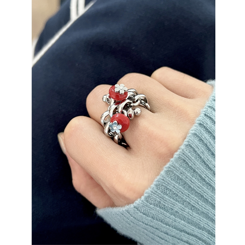 LYUMIIN store 原创果实小众百搭钛钢拼琉璃戒指