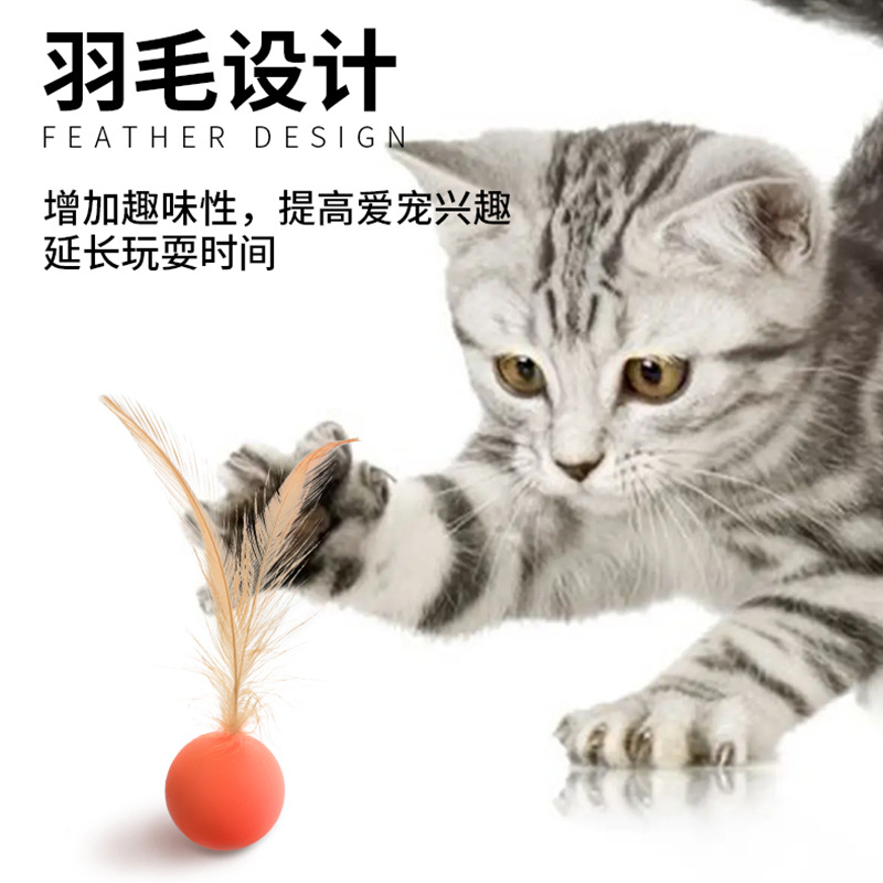 猫玩具羽毛弹力球逗猫棒自嗨球解闷神器PIDAN同款互动猫咪用品 宠物/宠物食品及用品 橡胶球/球形玩具 原图主图