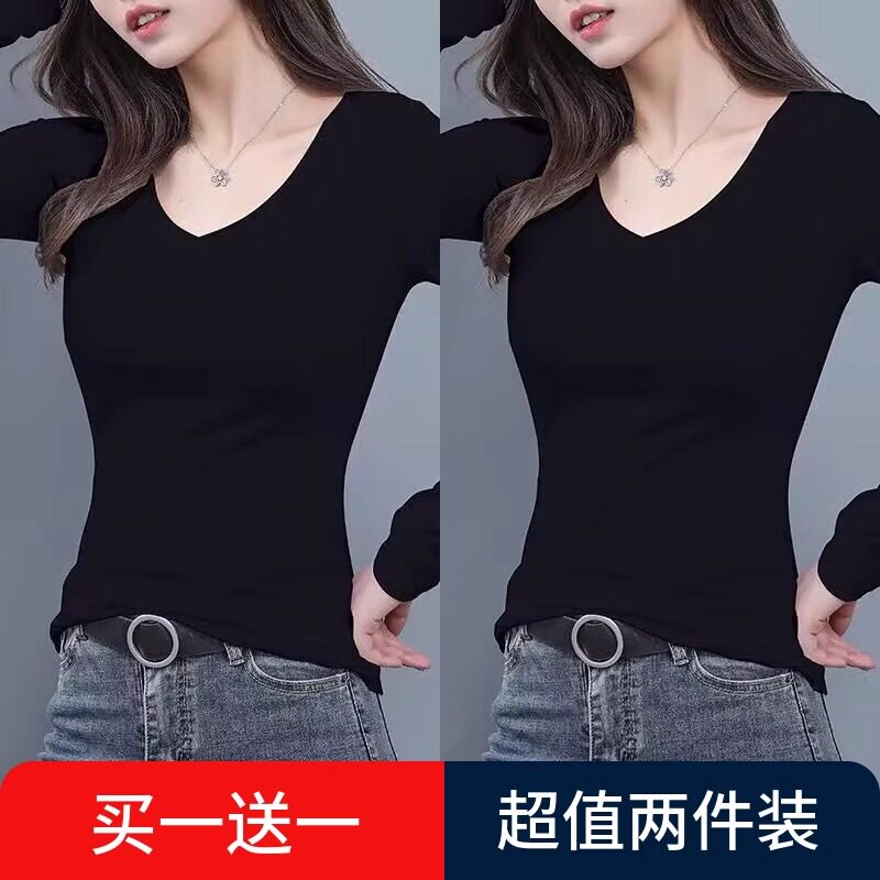 纯色加绒打底衫女长袖内搭2026新款春秋冬装百搭修身薄款t恤秋衣