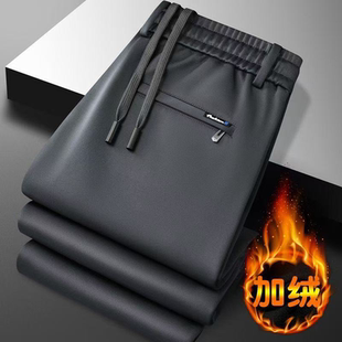 加绒加厚裤子女款休闲运动裤宽松2025新款大码保暖直筒裤女装裤潮