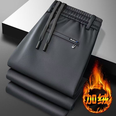 加绒加厚裤子女款休闲运动裤宽松2025新款大码保暖直筒裤女装裤潮