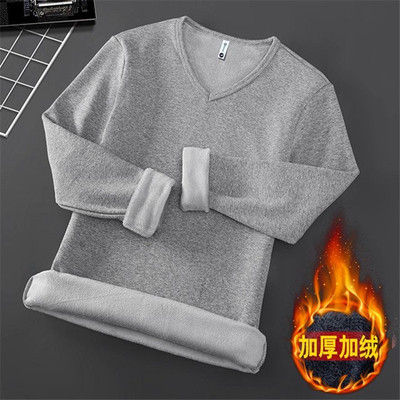 秋冬女士纯色长袖t恤圆领保暖内衣加绒打底衫女修身纯黑白色体恤