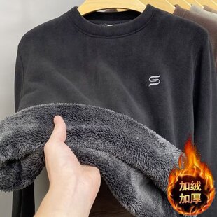 冬季特厚圆领奥粒绒卫衣女士新款加绒加厚保暖抓绒打底衫套头上衣