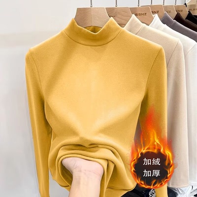 清仓捡漏外贸大牌专柜撤回半高领德绒长袖T恤女秋冬季新款打底衫