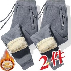羊羔绒保暖加绒休闲裤女加厚冬季新款长裤拉链加棉裤运动带绒卫裤
