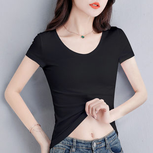 专柜品牌折扣捡漏短袖t恤女宽松新款夏季短袖圆领上衣大码打底衫