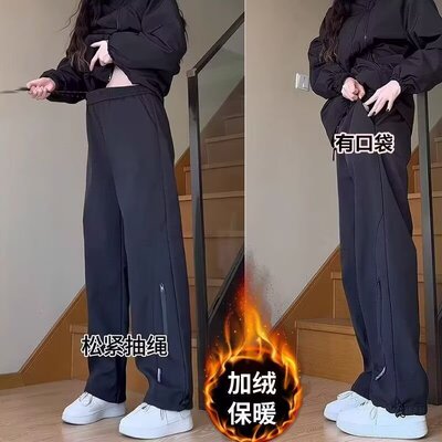 加绒冲锋裤男女秋冬新款防风防泼水美式直筒机能登山裤子工装长裤