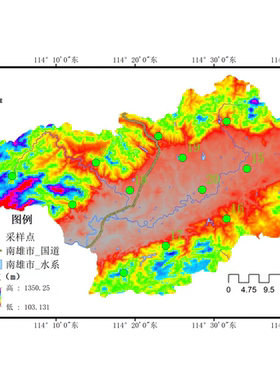 ArcGIS/ArcGISPro采样点图制作包含高程图水系图采样点分布图等