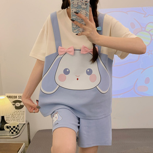 可外穿睡衣夏天女款夏季2026新款纯棉中大童小个子短袖家居服套装