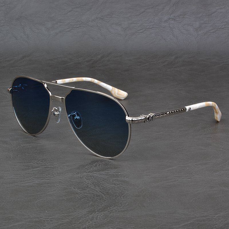 飞行员纯钛偏光太阳镜男潮牌个性大脸复古墨镜女款开车时尚蛤蟆镜