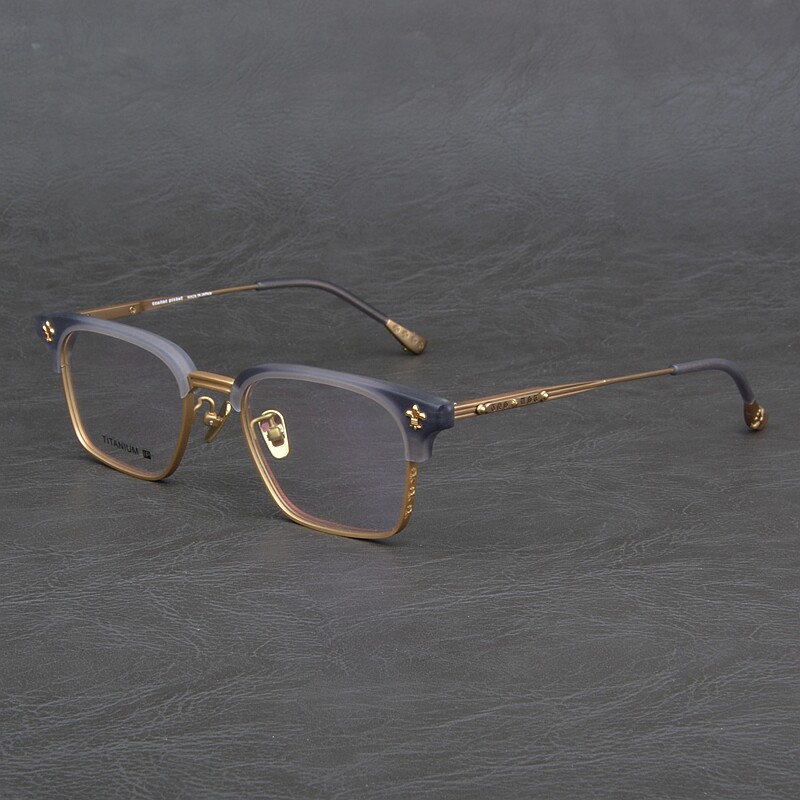 潮牌小众纯钛眼镜架男文艺百搭方形个性小脸半框近视眼镜框女复古