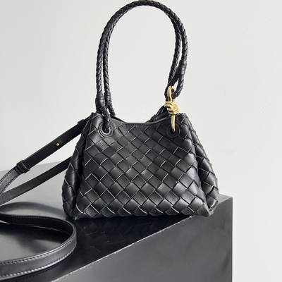 意大利进口羊皮纯手工编织女包手提单肩斜挎包降落伞包包小号21cm