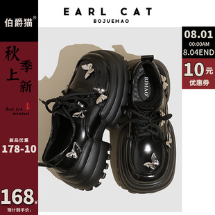 伯爵猫乐福鞋女2023秋季新款蝴蝶结休闲女鞋百搭单鞋英伦风小皮鞋