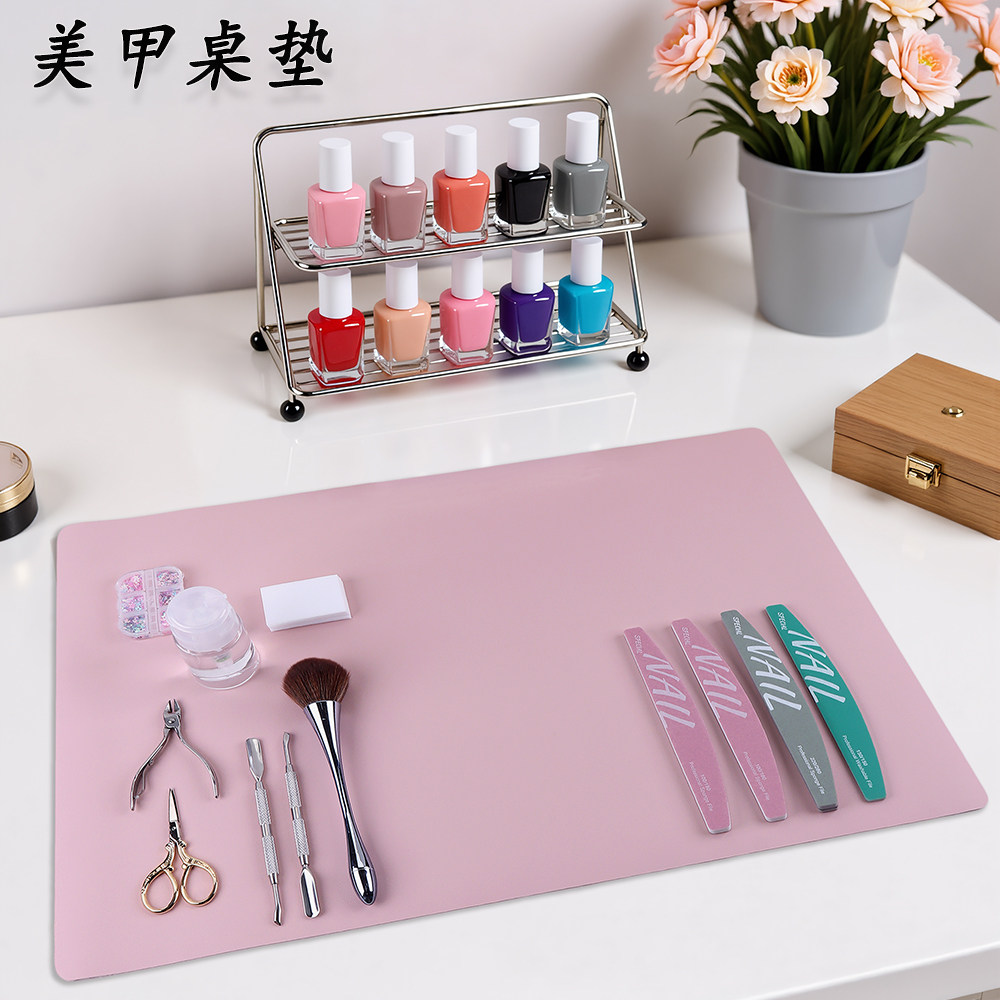 美甲桌垫 ins风美甲师工具收纳垫防水防污可折叠家用美甲工作台垫图片