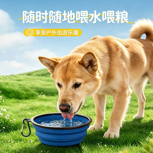 二合一折叠硅胶宠物碗便携户外