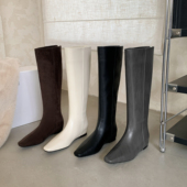 尖头内增高大气百搭高级感简约方头骑士靴4cm 法式 STAR 时尚