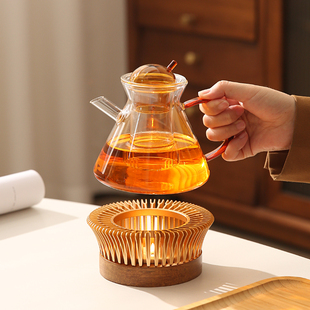 玻璃茶壶泡茶杯套装家用耐高温水果花茶壶套装蜡烛底座加热保温