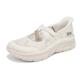 斯凯奇闪穿鞋夏季新款单鞋玛丽珍透视芭蕾鞋一脚蹬厚底女鞋159286