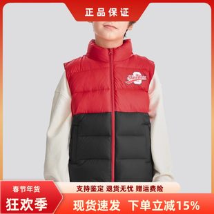 斯凯奇儿童羽绒马甲三防羽绒服男童冬季女童背心保暖外套L424K096