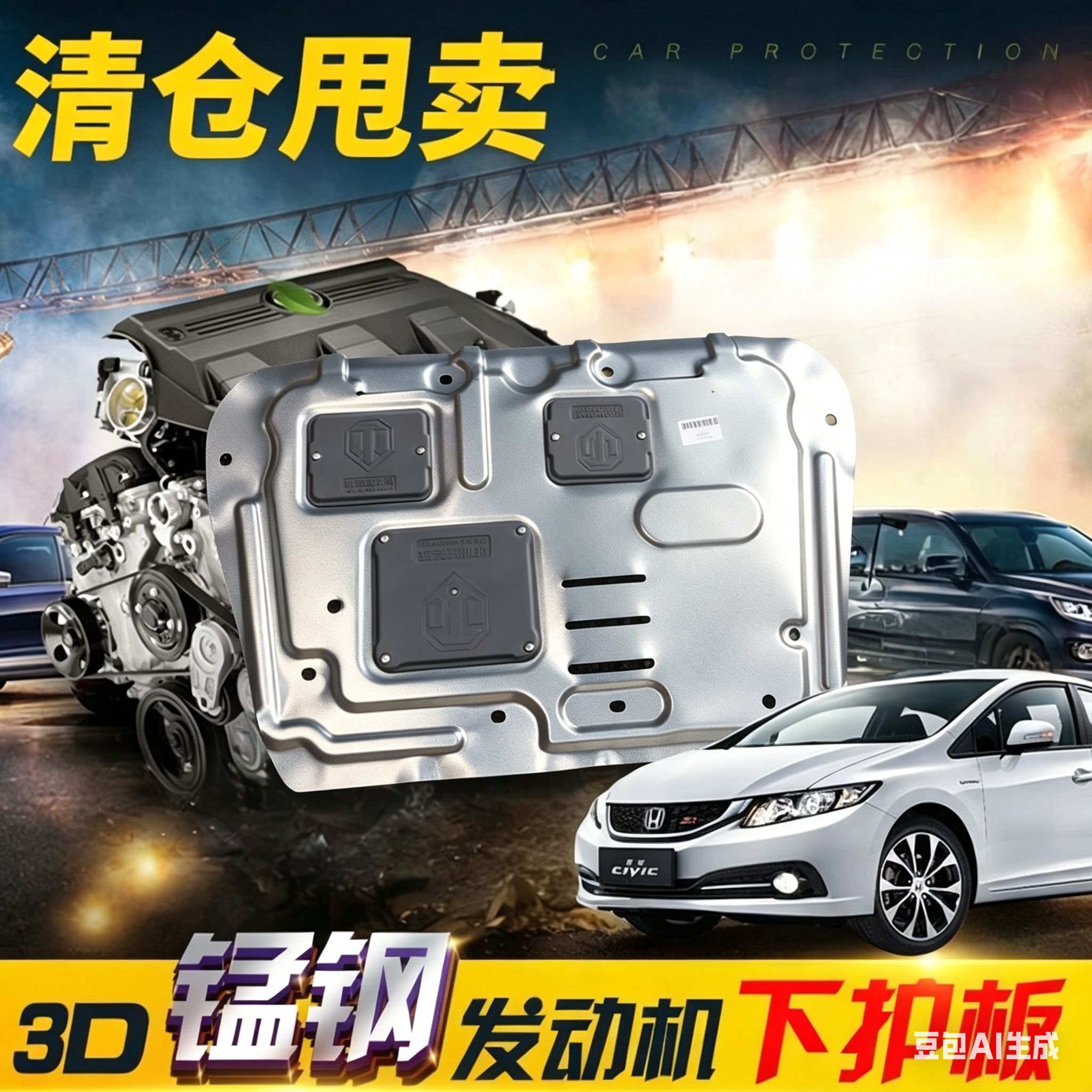 十代思域发动机全包下护板