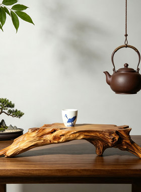 茶台 摆台 底座香柏木老料中式复古实木茶托天然原木盆景玉石底座