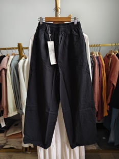 特价清/文艺黑色棉质宽松直筒裤女休闲裤秋 腰60-90 臀围110 长96