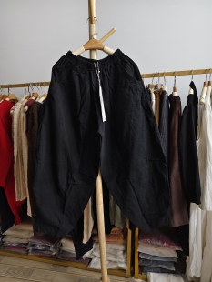 女秋文艺休闲裤 长裤 腰60 特价 臀160 黑色棉麻哈伦裤 100 长96 清